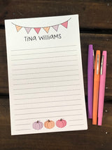 Fall Bunting and Pumpkins Personalized Notepad