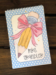 Pencil with Bow Personalized Top Spiral Steno Notebook