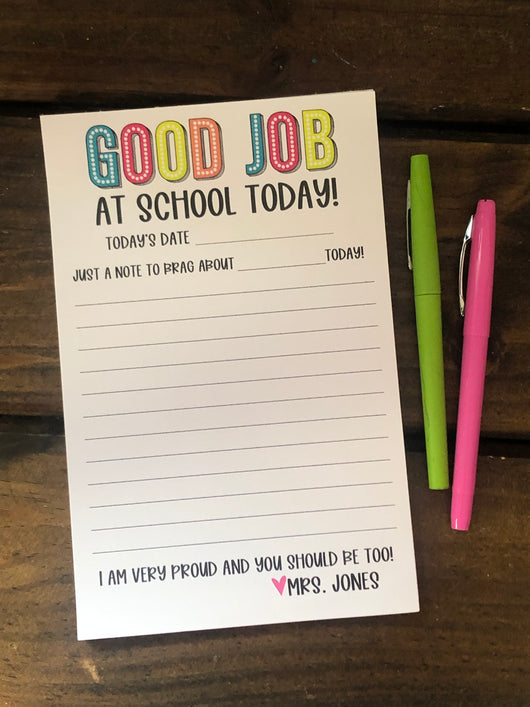 Marquee Good Job at School Personalized Notepad