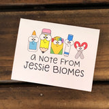 Happy School Supplies Personalized Note Cards