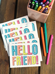 Bright Marquee Hello Friend  Note Cards