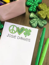 St. Patrick's Day Peace Love Shamrock Small Notepad