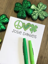 St. Patrick's Day Peace Love Shamrock Small Notepad