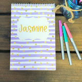 Pastel Stripe with Gold Confetti Personalized Top Spiral Notebook (Copy)