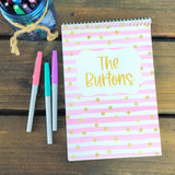 Pastel Stripe with Gold Confetti Personalized Top Spiral Notebook (Copy)