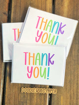 Girly Rainbow Thank You Note Cards