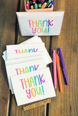 Girly Rainbow Thank You Note Cards