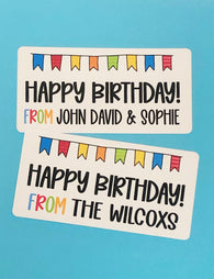 ♥ SALE ♥  Happy Birthday Bunting Personalized Stickers