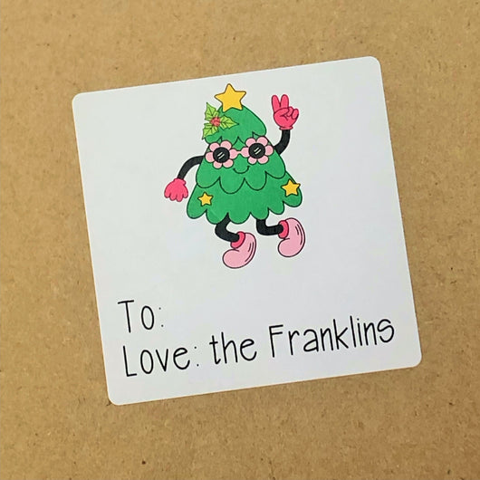 Groovy Tree Christmas Stickers