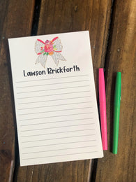 Bow with Flowers Personalized Notepad