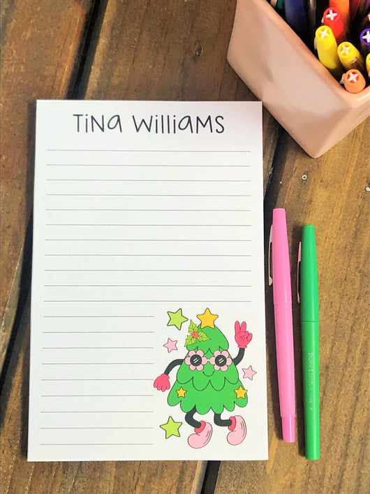 Groovy Christmas Tree Personalized Notepad