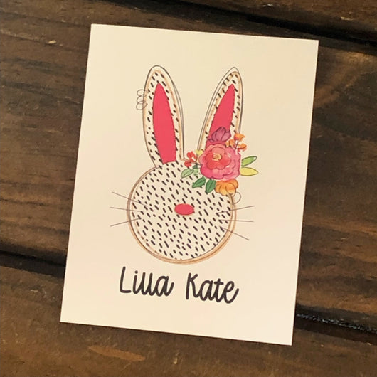 Bunny with Flowers Personalized Note Cards