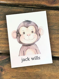 Baby Monkey Personalized Note Cards