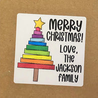 Rainbow Tree Christmas Stickers