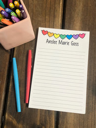 ♥ SALE ♥ Rainbow Heart Bunting Large Personalized Notepad