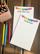 ♥ SALE ♥ Rainbow Heart Bunting Large Personalized Notepad