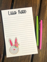 Bunny with Flowers Personalized Notepad