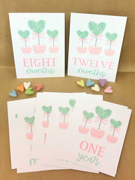 Heart Topiaries Baby Milestone Cards