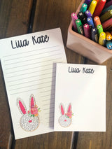 Bunny with Flowers Personalized Notepad