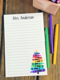 Stacked Crayon Christmas Tree Personalized Notepad