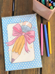 RTS: Pencil with Bow Top Spiral Notebook