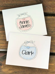 Baby Bib Personalized Note Cards