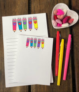 Pencils with Hearts Notepad Set