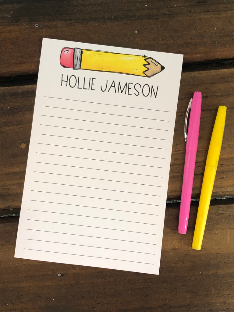 Big Yellow Pencil Personalized Notepad – DoodleBugsPaper