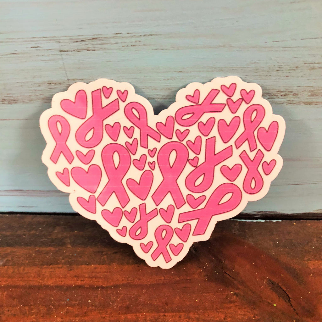 Breast Cancer Heart Vinyl Waterproof Sticker – DoodleBugsPaper