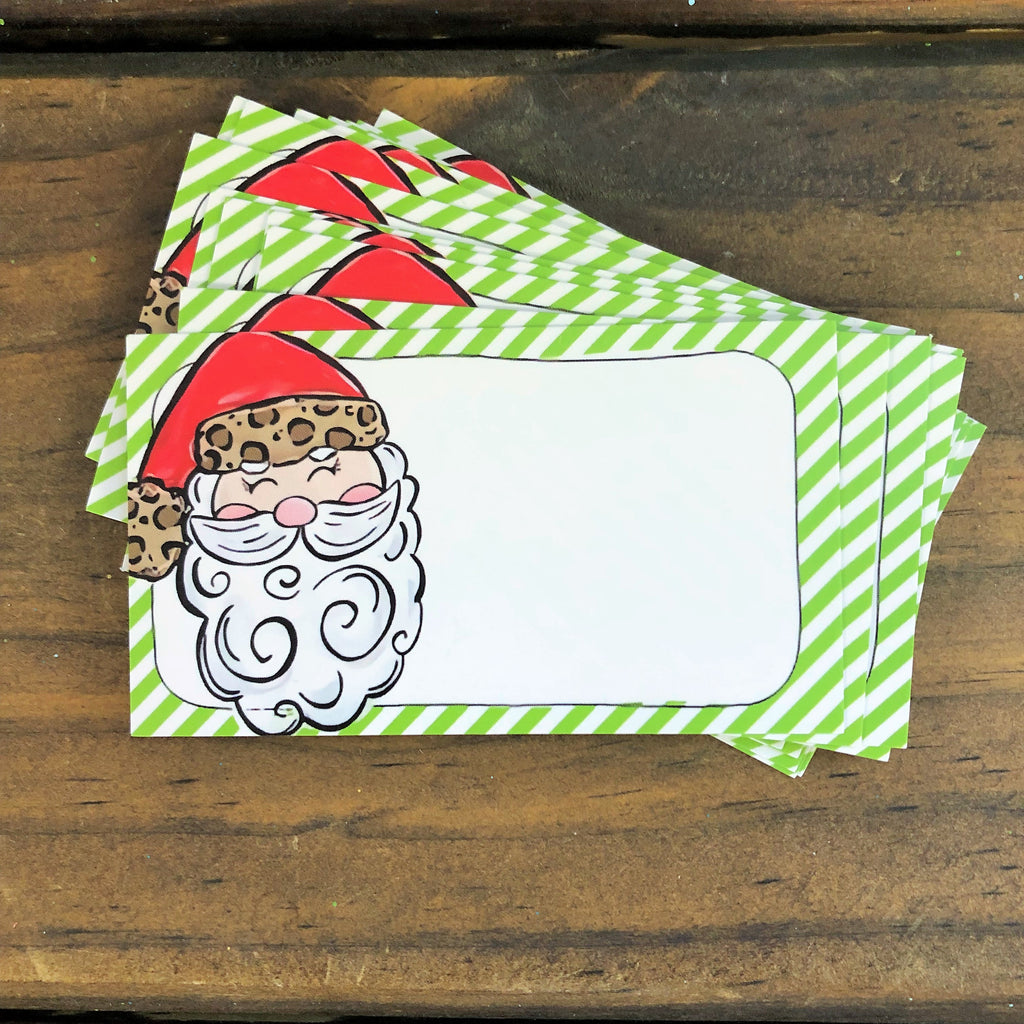 Leopard Santa Hat Christmas Gift Tags – DoodleBugsPaper